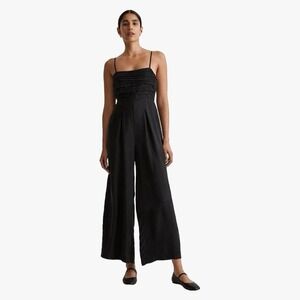Madewell Ruched Crop Straight Leg Jumpsuit Black Size 0 NWT